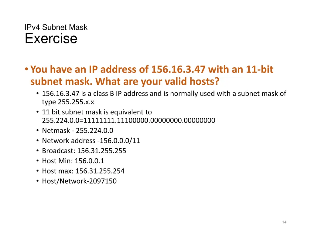 ipv4 subnet mask exercise 1
