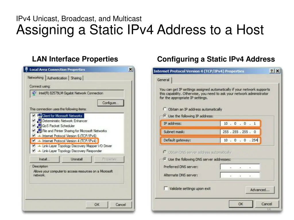 ipv4 unicast broadcast and multicast assigning