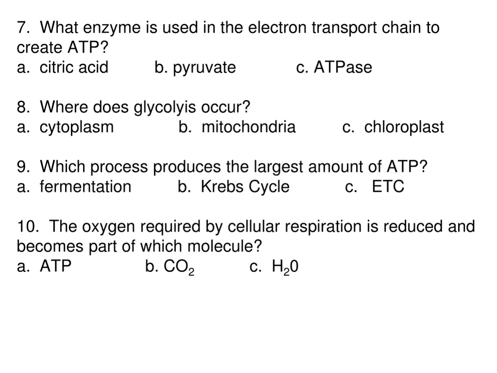 7 what enzyme is used in the electron transport
