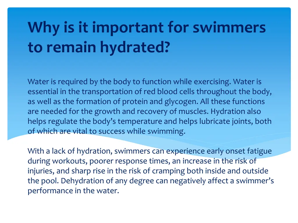 why is it important for swimmers to remain