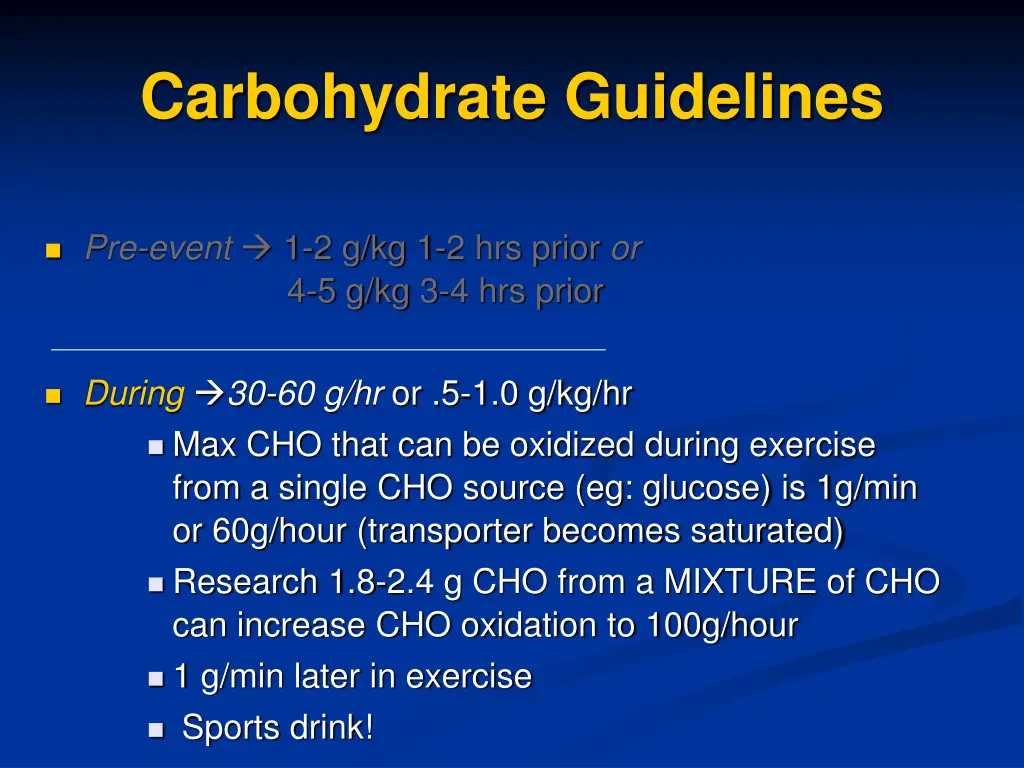 carbohydrate guidelines 1