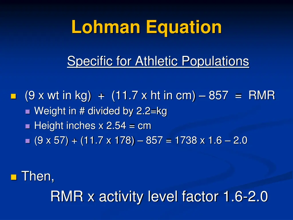 lohman equation