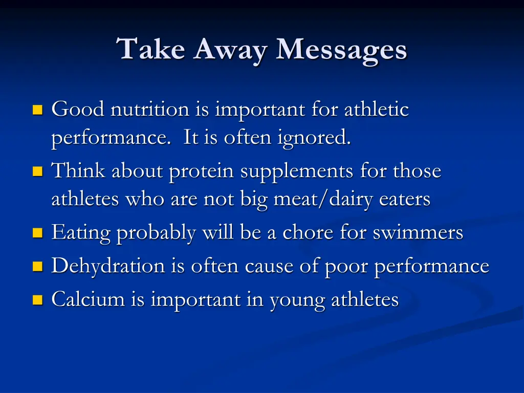 take away messages