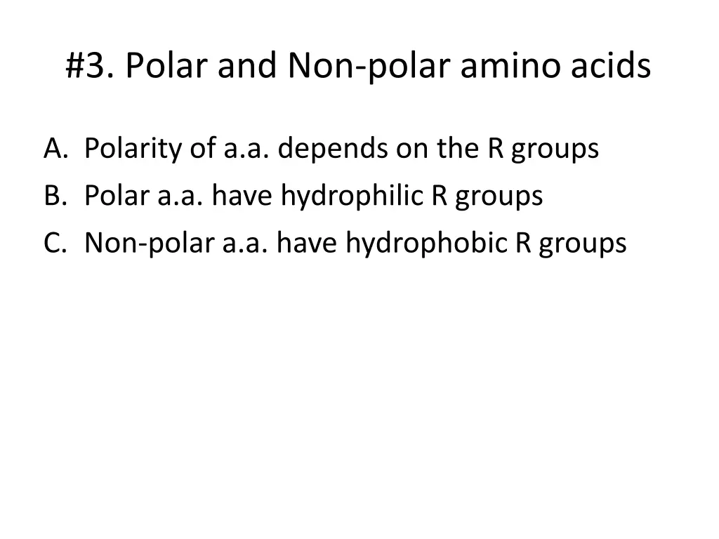 3 polar and non polar amino acids