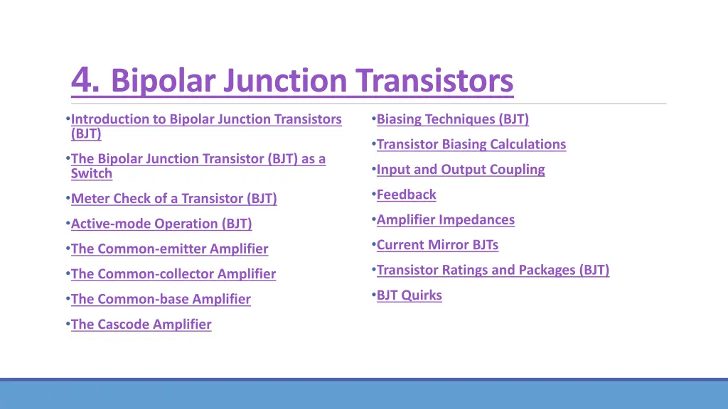 4 bipolar junction transistors