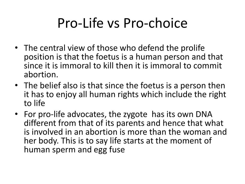 pro life vs pro choice