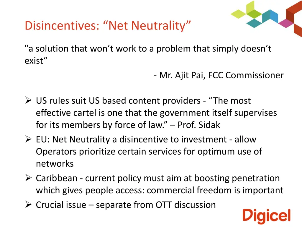 disincentives net neutrality