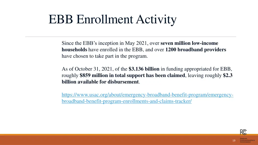 ebb enrollment activity