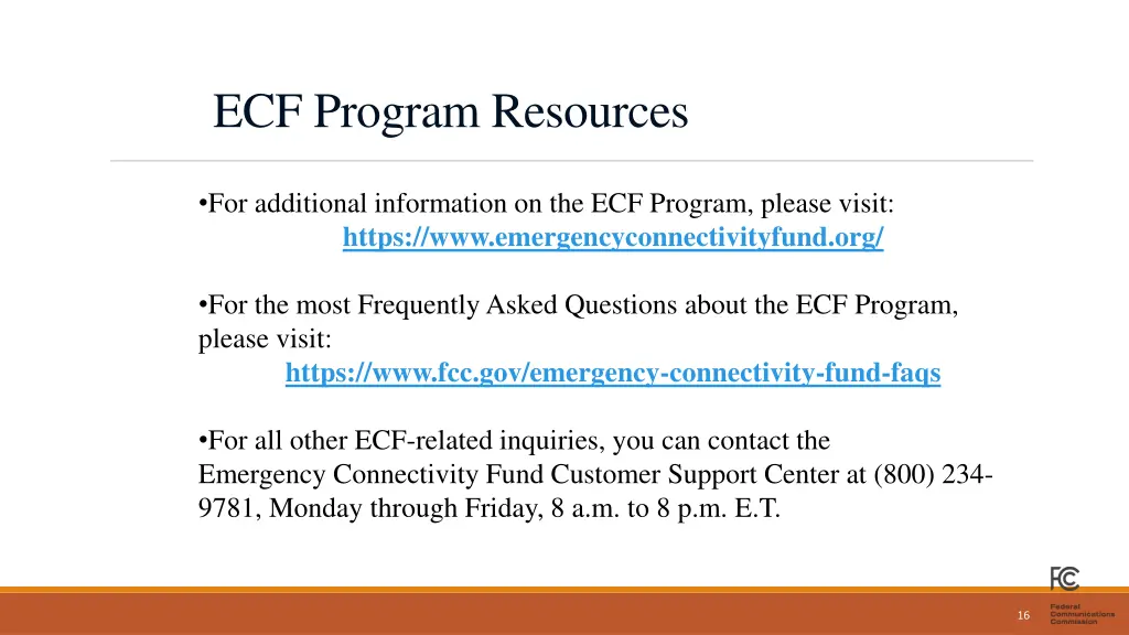 ecf program resources