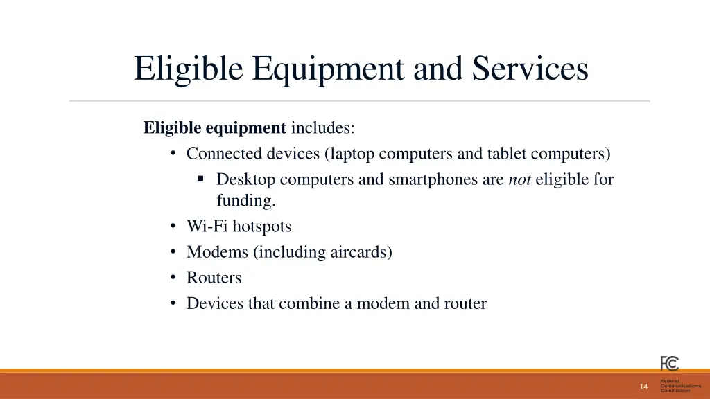 eligible equipment and services