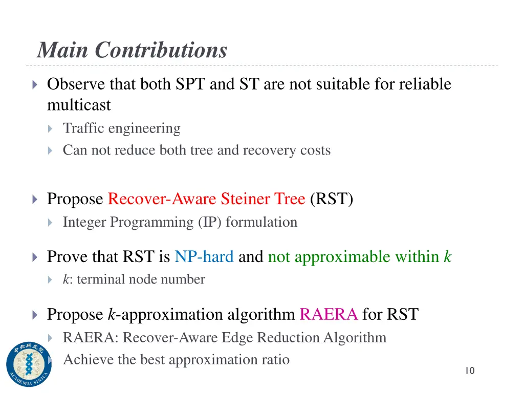 main contributions