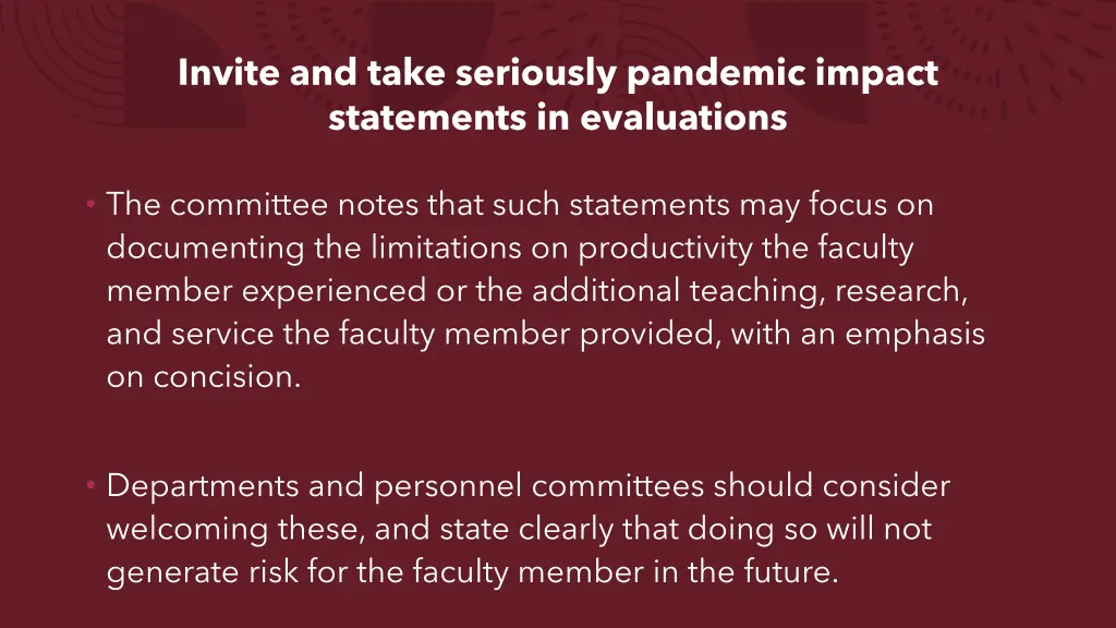 invite and take seriously pandemic impact