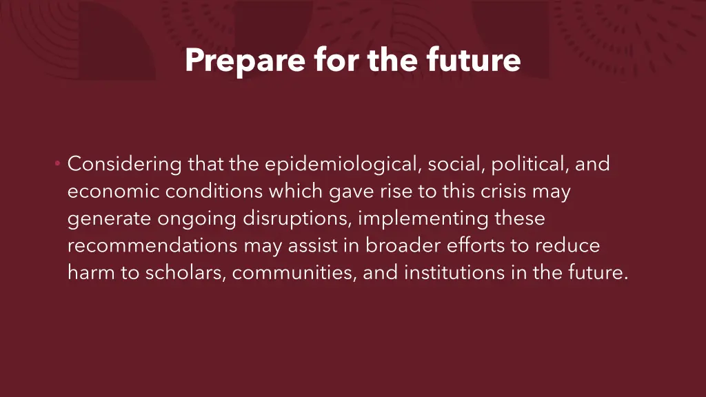 prepare for the future