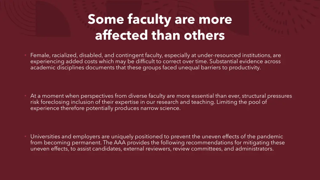 some faculty are more affected than others