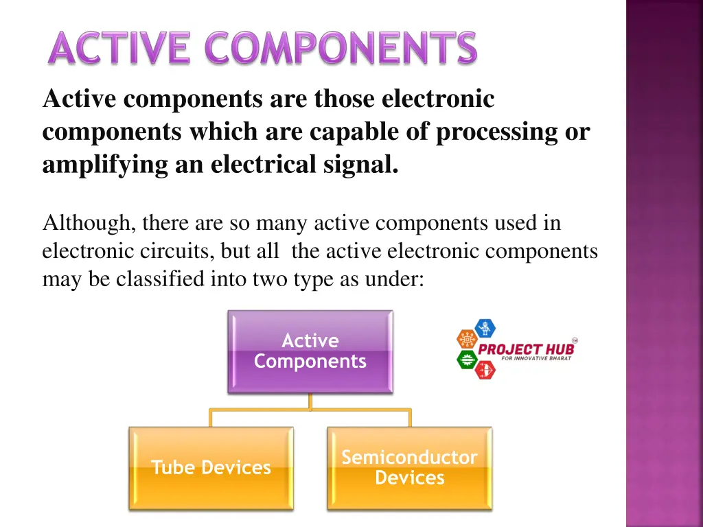 active components are those electronic components
