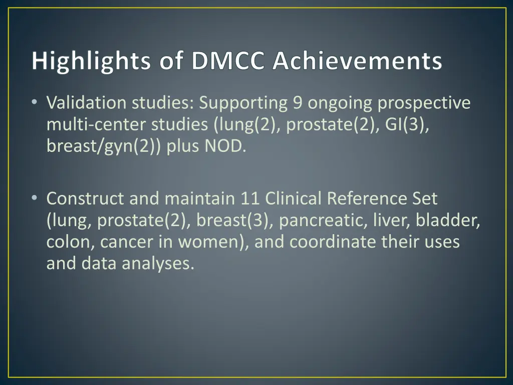highlights of dmcc achievements