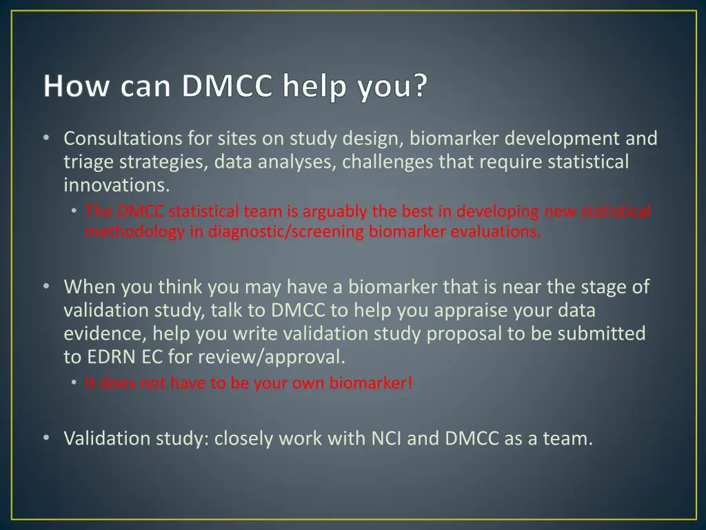 how can dmcc help you