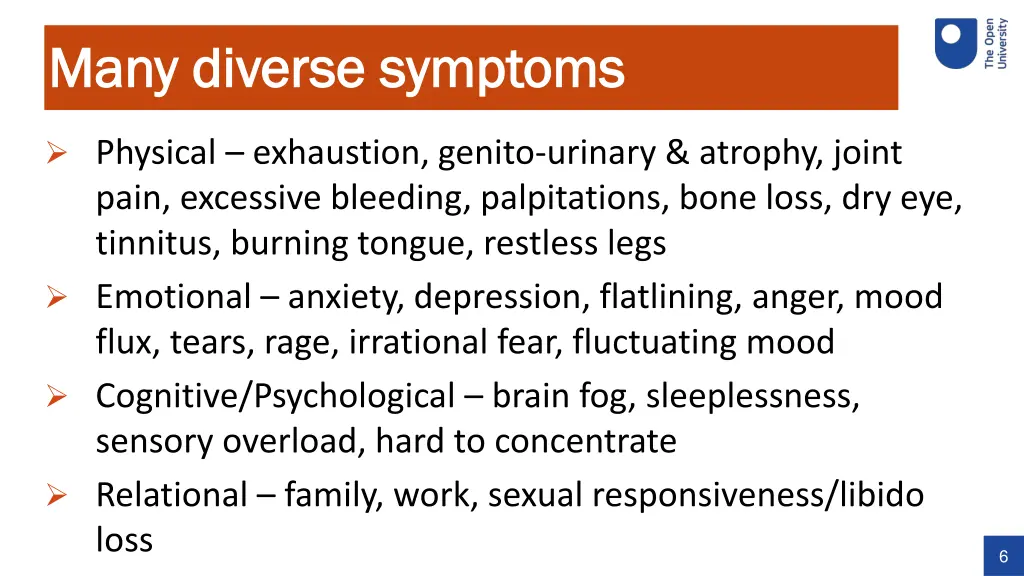 many diverse symptoms many diverse symptoms