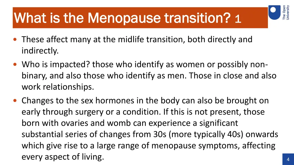 what is the menopause transition what