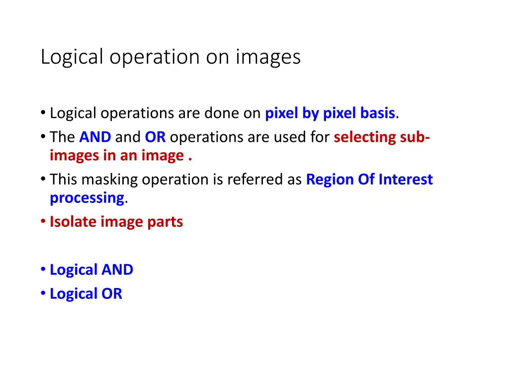 logical operation on images