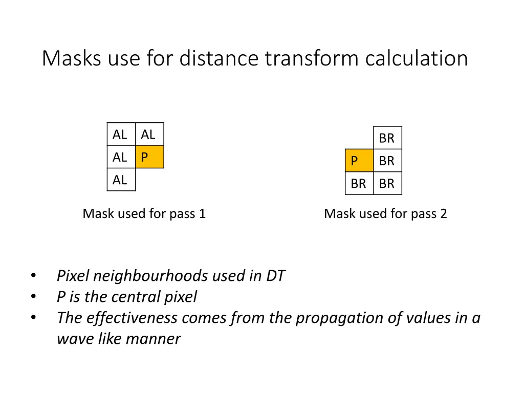 masks use for distance transform calculation
