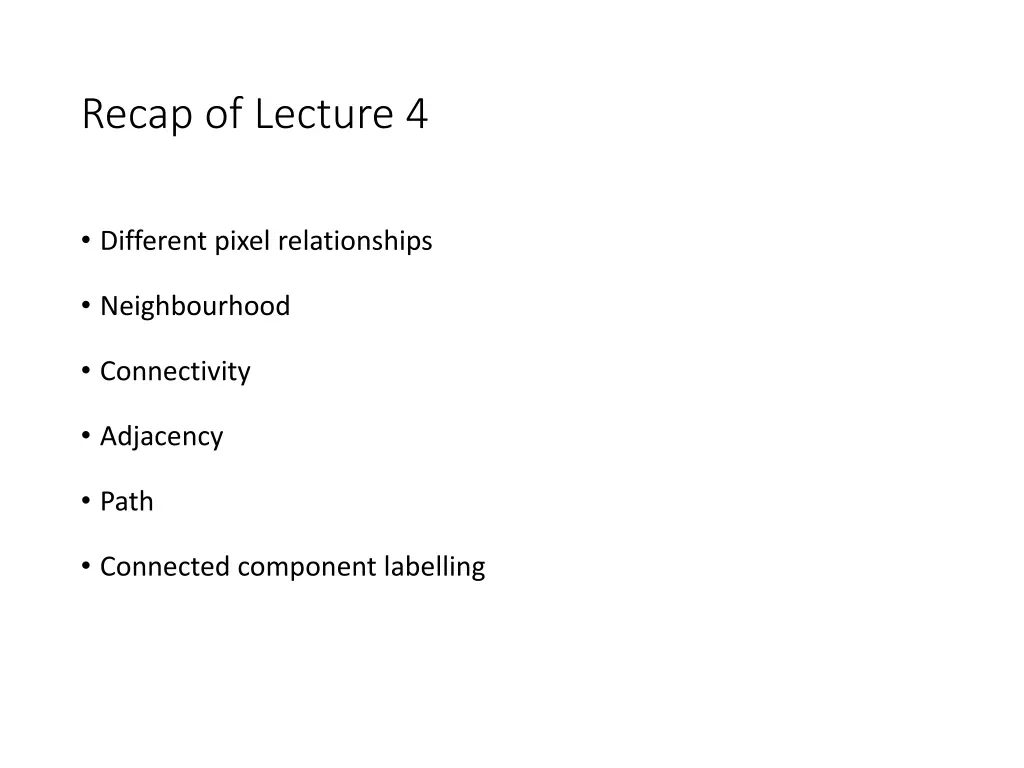 recap of lecture 4