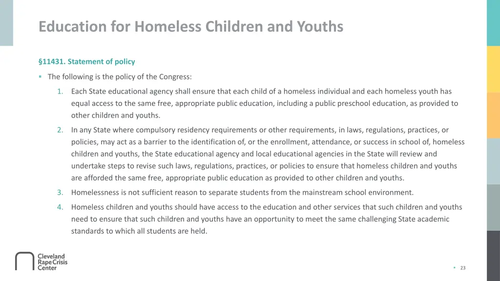 education for homeless children and youths