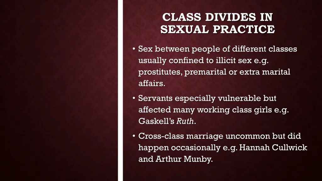 class divides in sexual practice