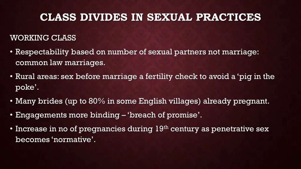 class divides in sexual practices