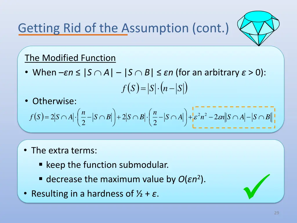 getting rid of the assumption cont