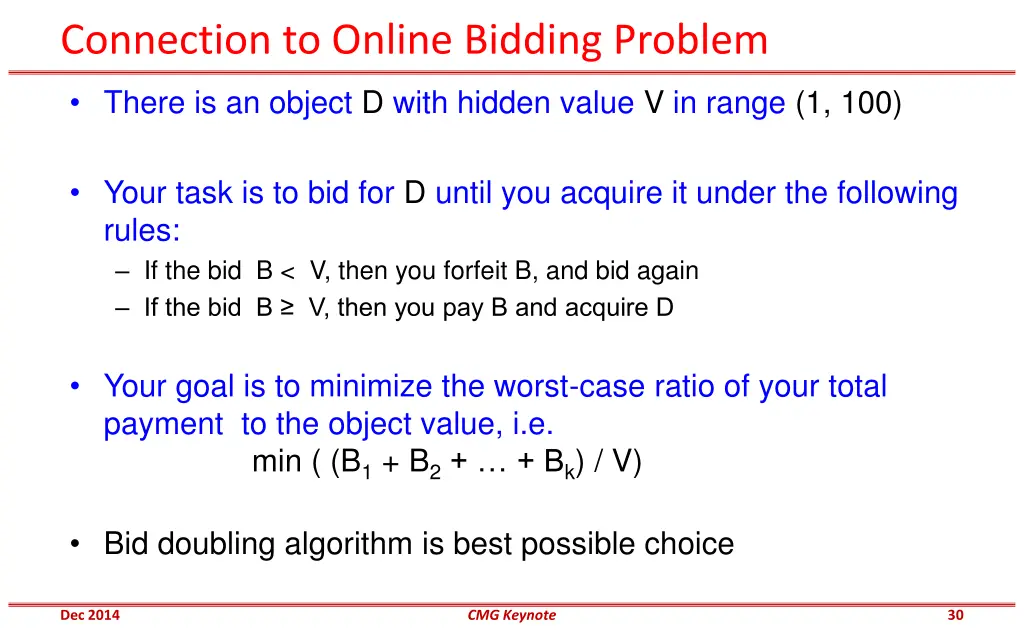 connection to online bidding problem