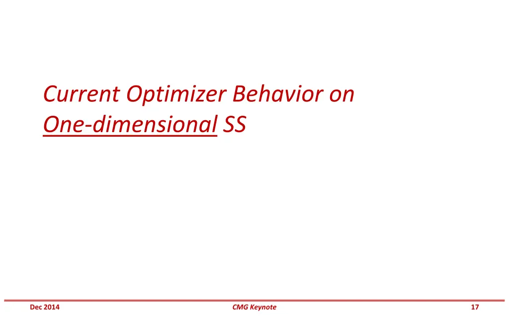 current optimizer behavior on one dimensional ss