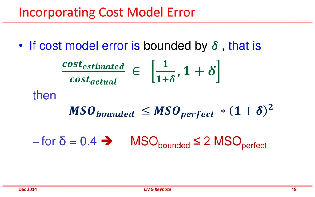 incorporating cost model error