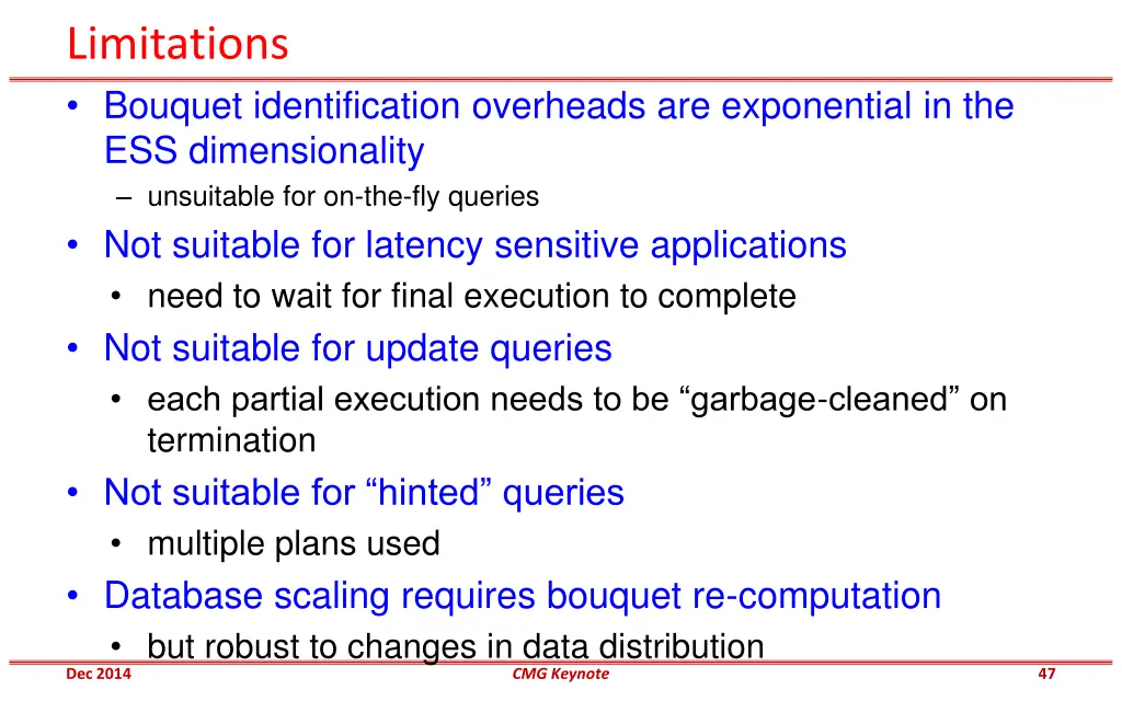 limitations bouquet identification overheads