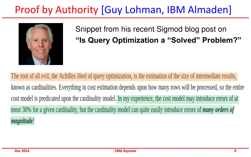 proof by authority guy lohman ibm almaden
