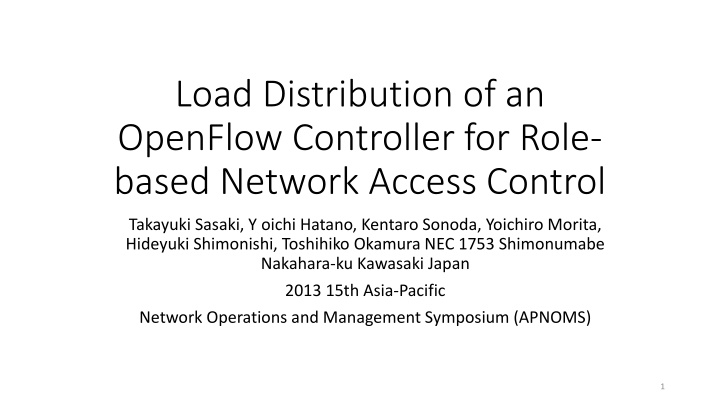 load distribution of an openflow controller