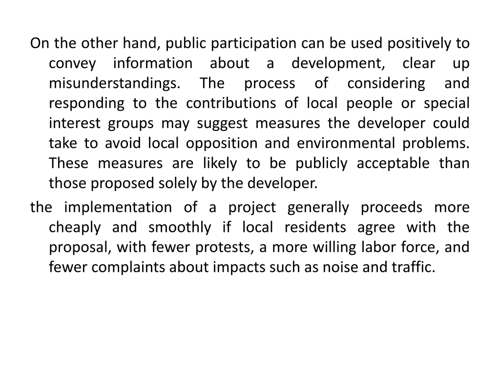 on the other hand public participation