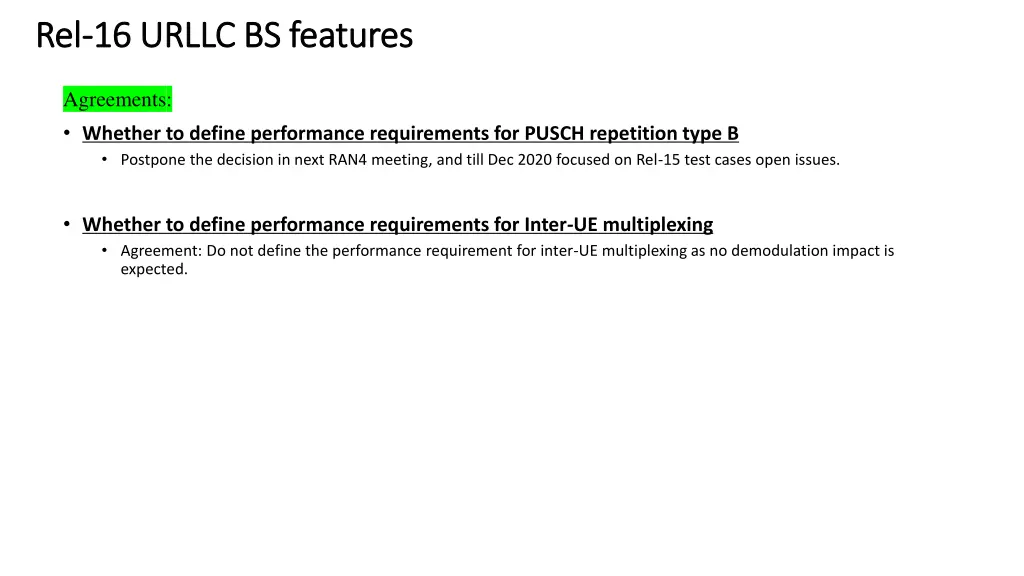 rel rel 16 urllc bs features 16 urllc bs features