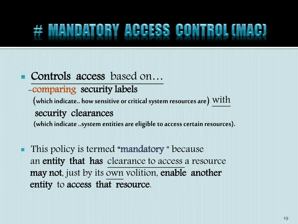 controls access comparing which indicate