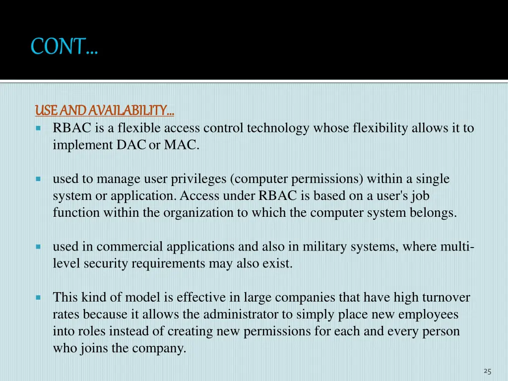 use and availability use and availability rbac