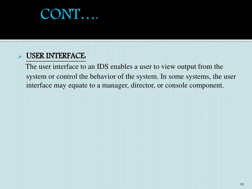 user interface system or control the behavior