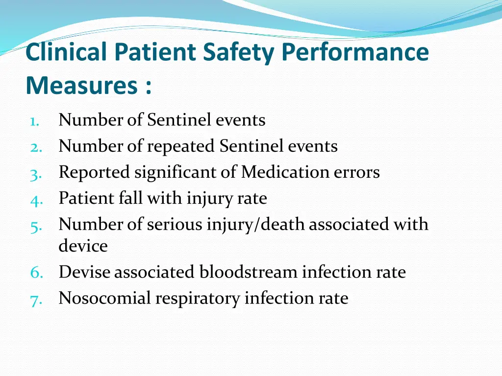 clinical patient safety performance measures