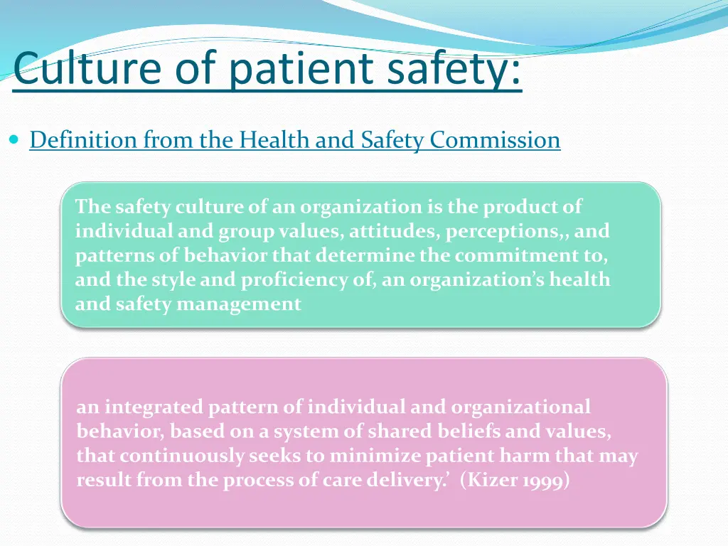 culture of patient safety