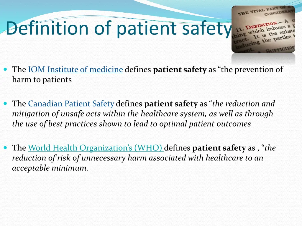 definition of patient safety
