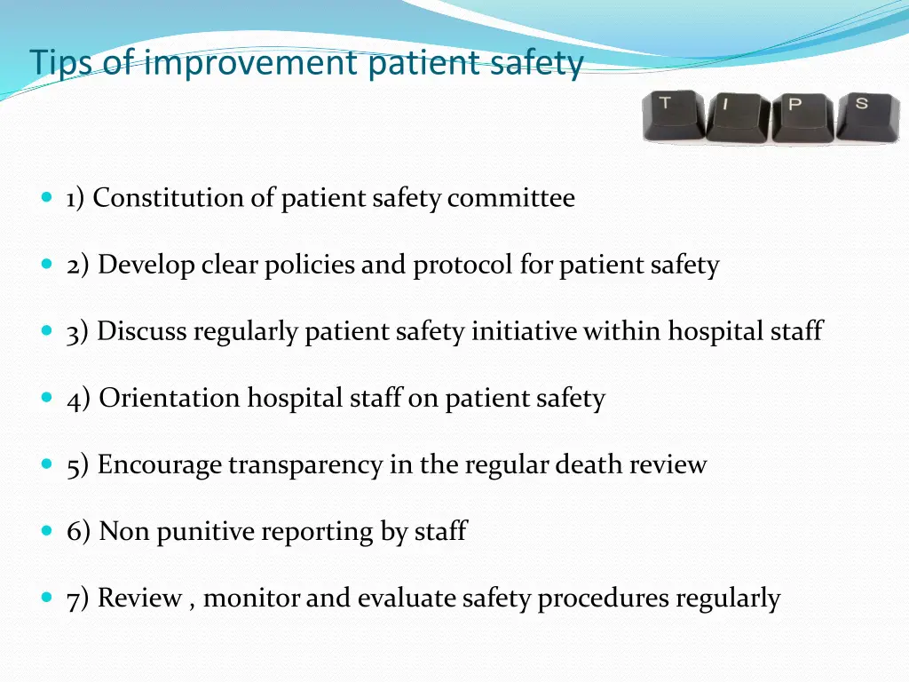 tips of improvement patient safety
