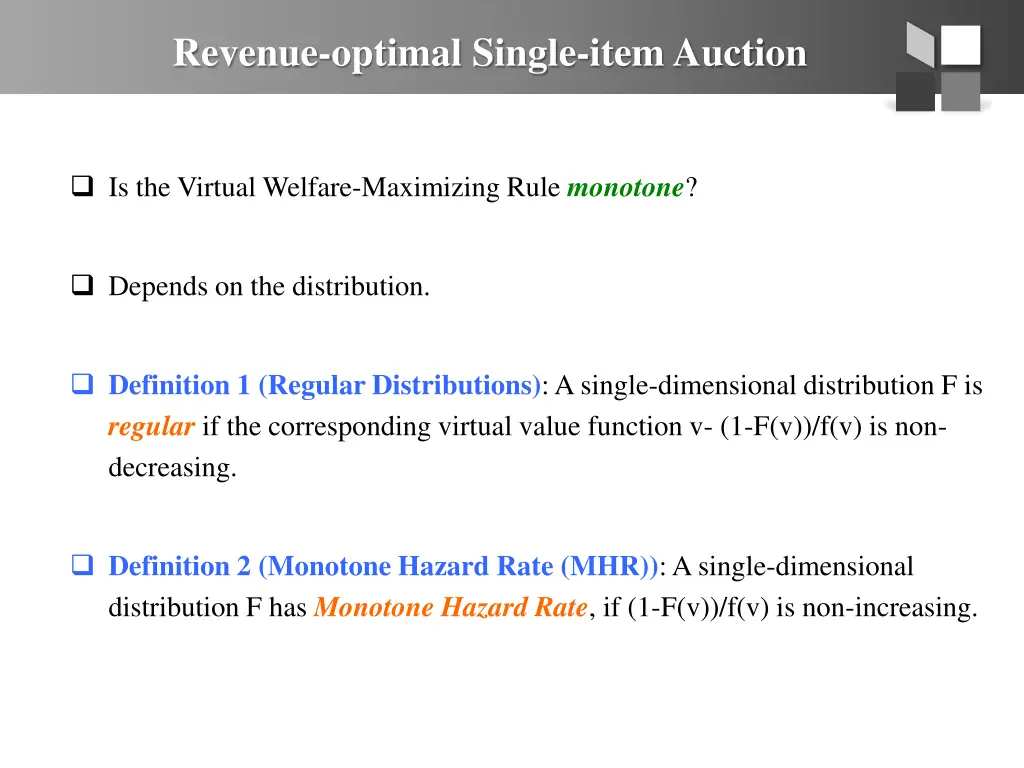 revenue optimal single item auction 1