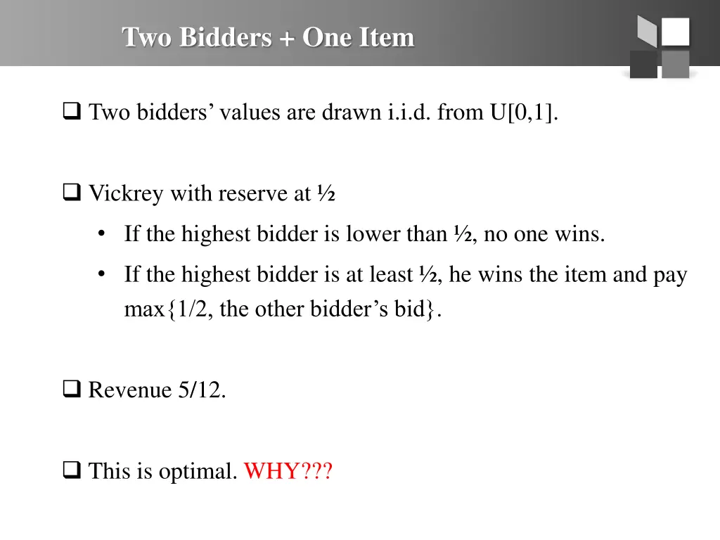 two bidders one item