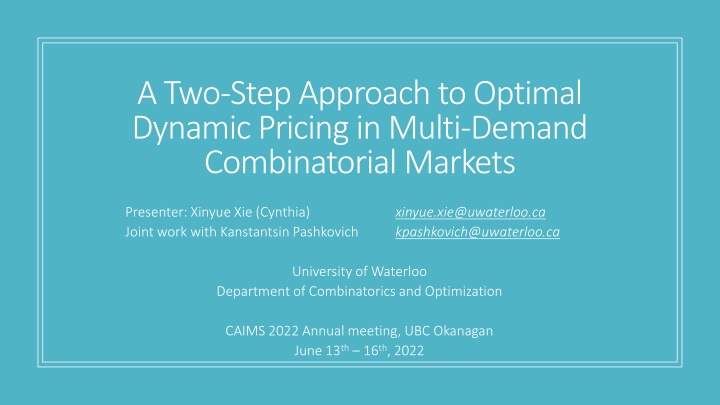 a two step approach to optimal dynamic pricing