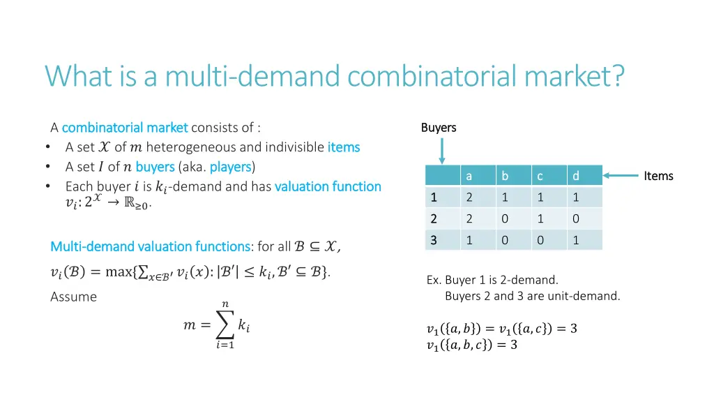 what is a multi demand combinatorial market