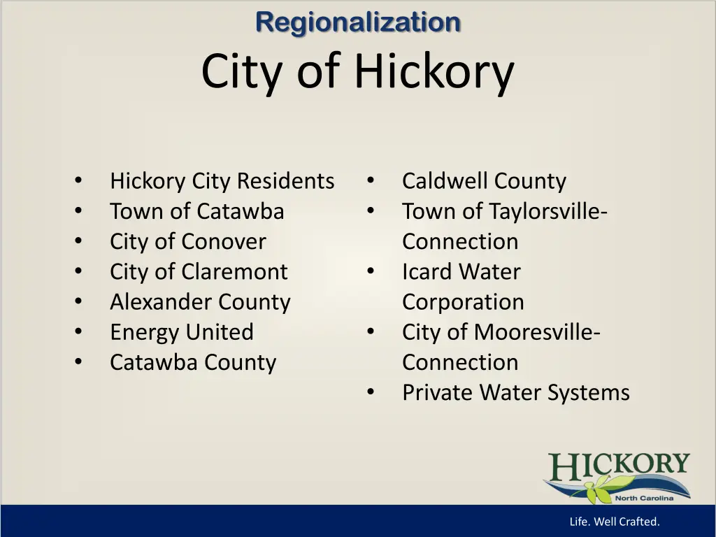 regionalization city of hickory